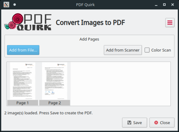 PDF Quirk -  creaza PDF-uri din imagini usor si rapid.