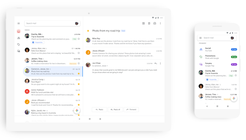 Gmail pentru Android si iOS reinnoit cu Google Material Theme