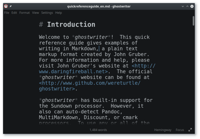 Ghostwriter -  editor de text pentru formatul Markdown - GNU/Linux