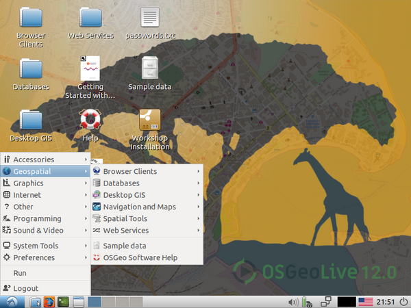 OSGeoLive 12,0 - incearca software geospatial open source - GNU/Linux