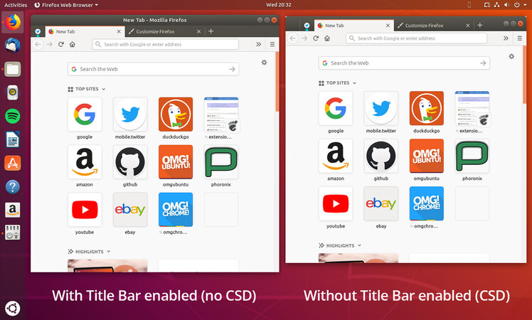 Firefox 60 include suportul CSD pentru Linux