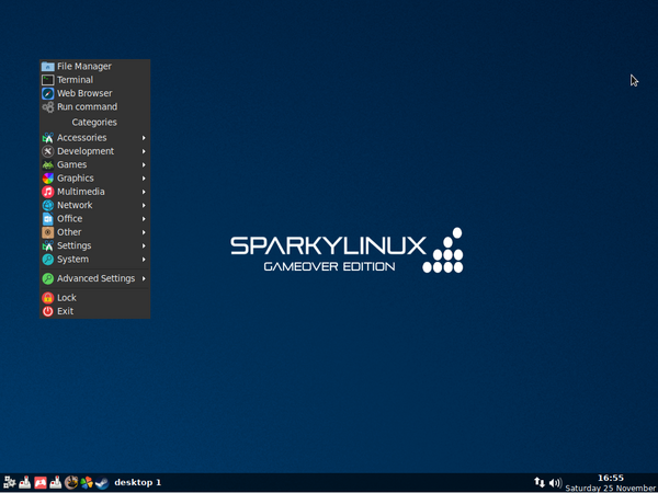 SparkyLinux 5.4 -  Nibiru, lanseaza inca trei editii: GameOver, Multimedia, si Rescue