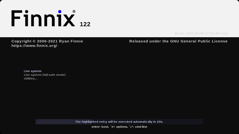 Finnix 122, LiveCD for system administrators