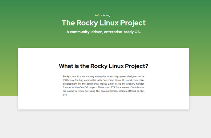 Rocky Linux project alternative to Centos 8 - community based operating system