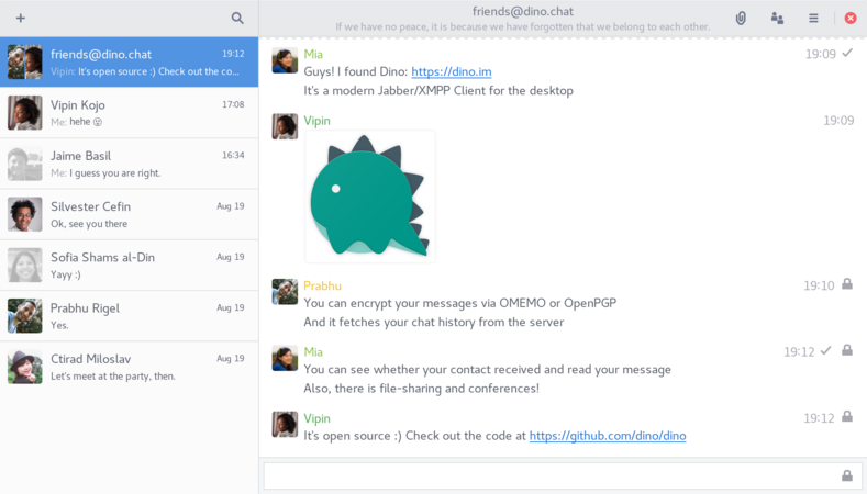 Hello, Dino! - Dino este un client de chat open-source modern pentru desktop.