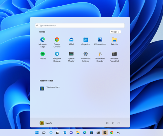 Linuxfx 11.1 -  WxDesktop 11.0.3, more modern hardware support, android support has been improved, image has been scaled down 