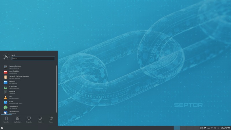 Septor 2021 is available with a KDE graphical environment