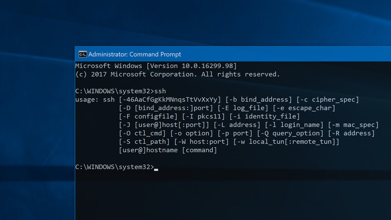 OpenSSH integrat in Windows 10 Spring Update