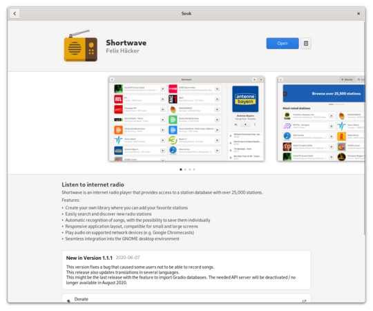 Souk is a fast Gnome application store based on flatpak, written with GTK4 and Rust